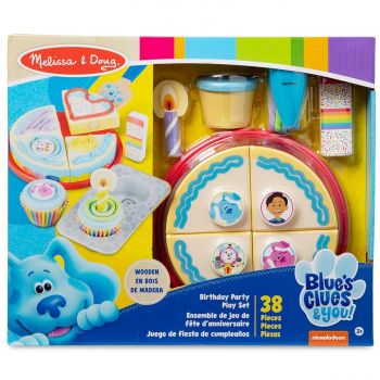 Set aniversar din lemn Melissa & Doug Blue’s Clues – tort de joaca cu 38 de piese