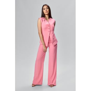 Set casual elegant format din pantalon si vesta Dakar Roz