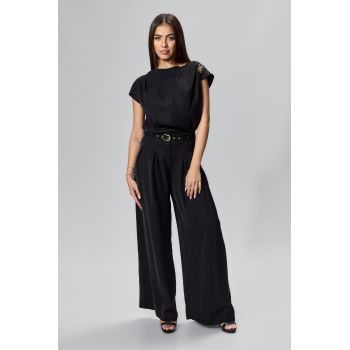 Set elegant format din bluza si pantalon Lutton Negru