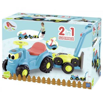 Set Tractor ride cu remorca si cositoare