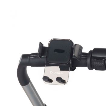 Suport telefon potrivit pentru carucior Jane, universal, reglabil, cu buton de blocare Black