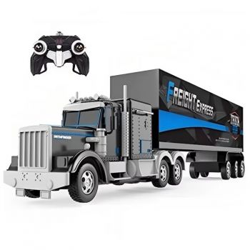 TIR RC de jucarie pentru copii 3+ ani – lumini, incarcare USB, 68 cm