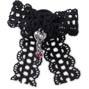 Jibbitz Crocs Black Lace Bow Silver Heart