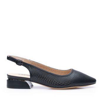 Pantofi eleganți decupați damă din piele naturală, Karisma - 4404 Negru Box Perforat