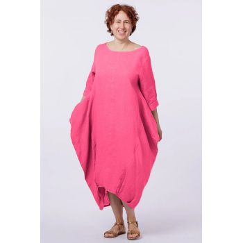 Rochie lalea in colturi, din in fucsia