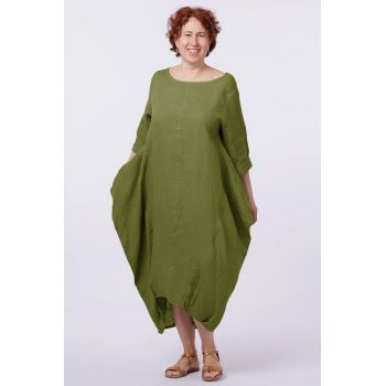 Rochie lalea in colturi, din in kaki
