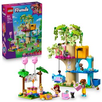 Set LEGO Friends - Petrecere de ziua de naştere a pisicii şi căsuţă în copac (42666)