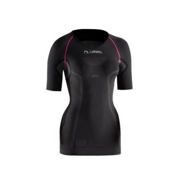 Tricou termic femei, Lurbel Cristallo, gri închis-fuchsia