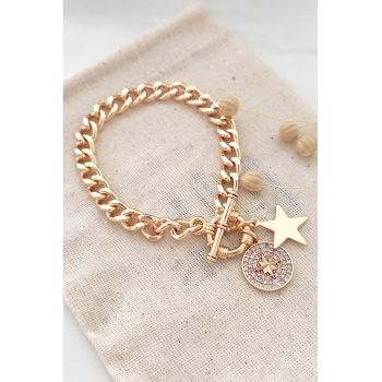 Bratara de lant cu talisman cu cristale zirconia