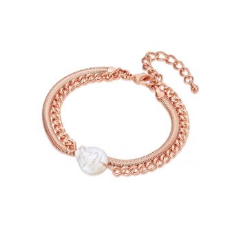 Bratara placata cu aur de 14K si decorata cu perla