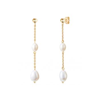 Cercei drop placati cu aur de 14K