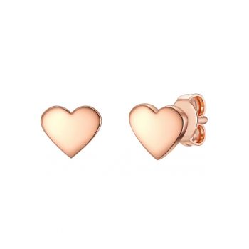 Cercei in forma de inima placati cu aur rose de 18K