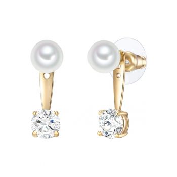 Cercei placati cu aur de 14K si decorati cu cristale si perle