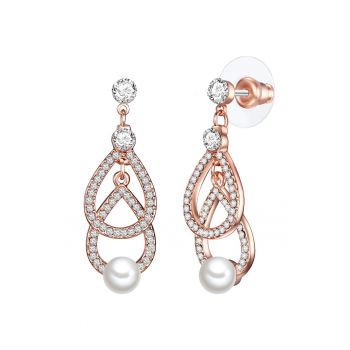 Cercei placati cu aur de 14K si decorati cu cristale si perle