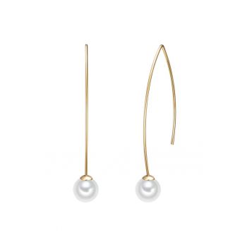 Cercei placati cu aur de 14K si decorati cu perle sintetice