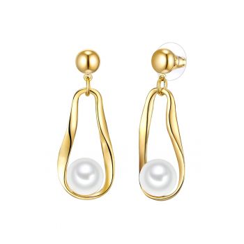 Cercei placati cu aur de 14K si decorati cu perle