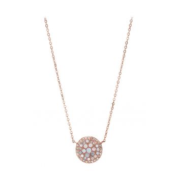 Colier auriu rose cu pandantiv rotund
