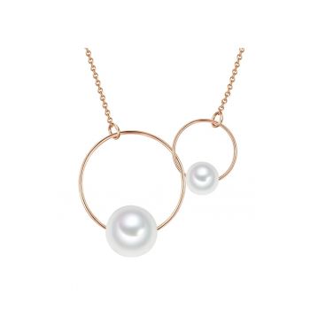 Colier placat cu aur rose de 14K si decorat cu perle sintetice