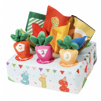 Jucarie senzoriala 2 in 1 Bebe- Culege morcovii si servetele, material textil