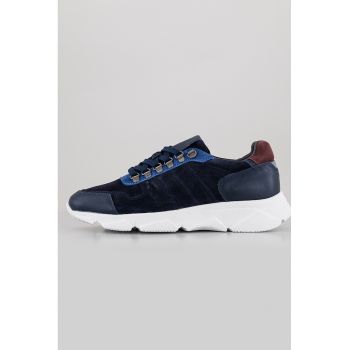 Pantofi sport cu garnituri din piele ecologica si piele intoarsa ecologica