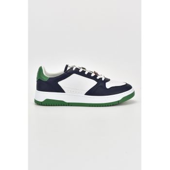 Pantofi sport de piele cu model colorblock si garnituri din material sintetic