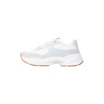 Pantofi sport din piele si piele intoarsa cu aspect masiv