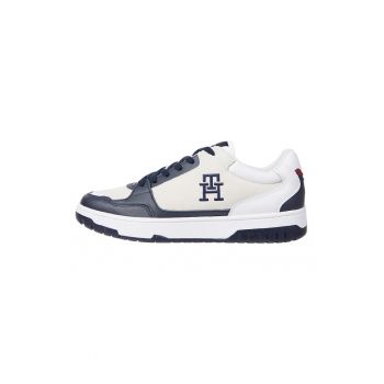 Pantofi sport din piele si piele intoarsa cu logo