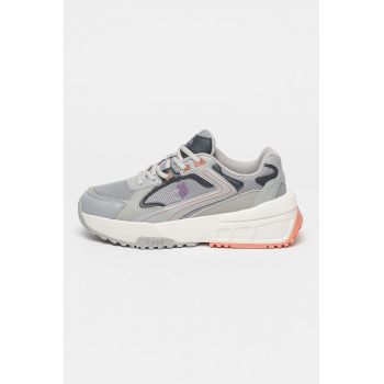 Pantofi sport low-cut cu garnituri de piele ecologica