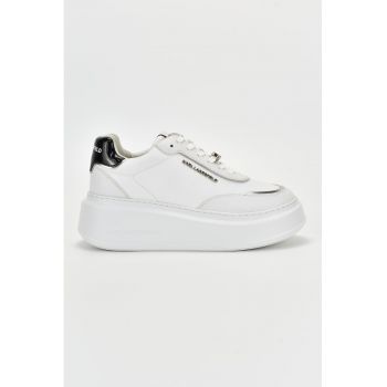 Pantofi sport wedge de piele cu logo