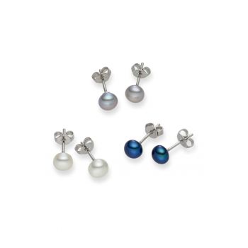 Set de cercei cu tija placati cu rodiu - 3 perechi