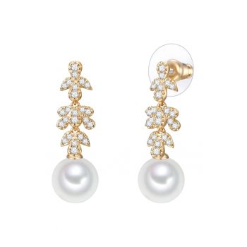 Cercei placati cu aur de 14K si decorati cu perle
