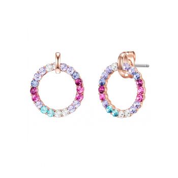 Cercei placati cu aur rose de 14K si decorati cu cristale