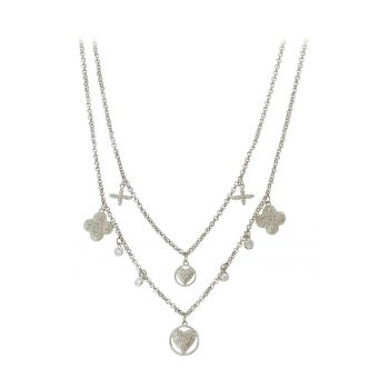 Colier cu siraguri multiple placat cu rodiu si zirconia