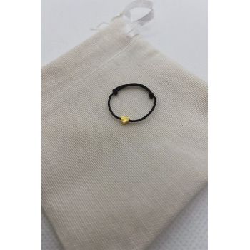 Inel din material textil cu element in forma de inima