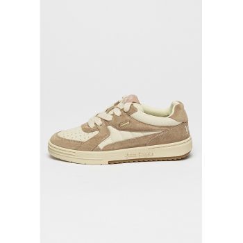 Pantofi sport cu insertii de piele si piele intoarsa