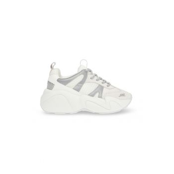 Pantofi sport cu talpa wedge si insertii din piele intoarsa Bounce
