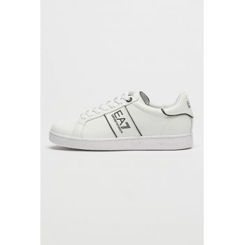Pantofi sport din piele si piele ecologica cu detalii logo