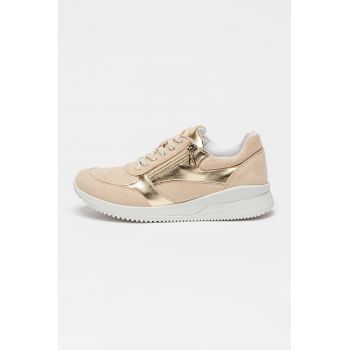 Pantofi sport din piele si piele intoarsa Haleney