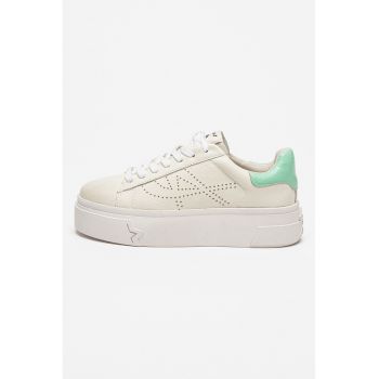 Pantofi sport flatform de piele cu logo cu perforatii Santana