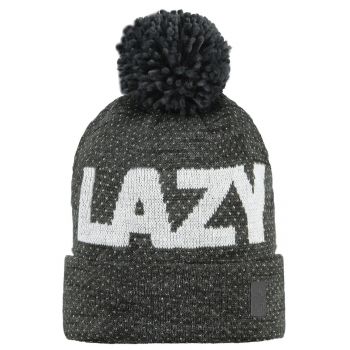 Caciula din amestec de lana cu ciucure si model text Lazy 17321