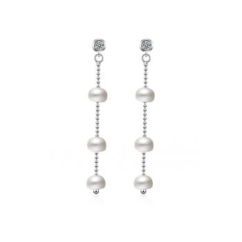 Cercei din argint decorati cu zirconia si perle Minako