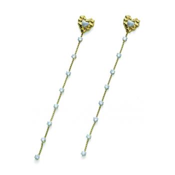 Cercei drop decorati cu zirconia
