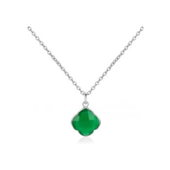 Colier de argint veritabil 925 decorat cu onyx verde CAPUCINE 29571