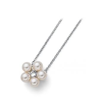 Colier din otel inoxidabil cu element in forma de floare