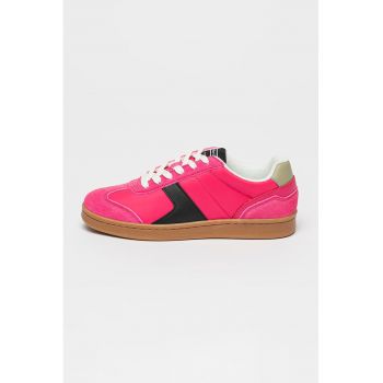 Pantofi sport cu insertii de piele si piele intoarsa