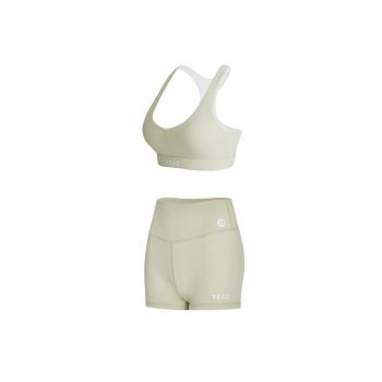Set de top cu decolteu in V si colanti scurti pentru fitness Celeb
