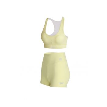 Set de top cu decolteu in V si colanti scurti pentru fitness Celeb