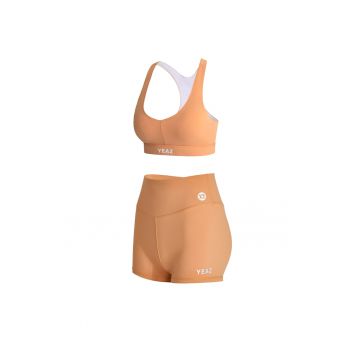 Set de top cu decolteu in V si colanti scurti pentru fitness Celeb