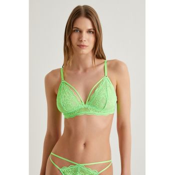 Sutien cu cupe triunghiulare si bretele decorative