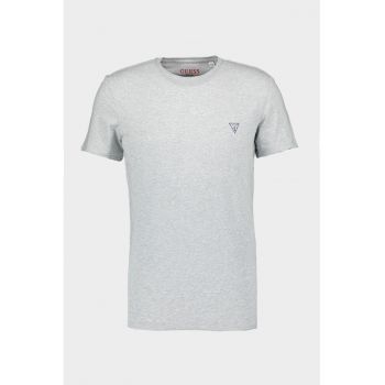 Tricou slim fit cu decolteu la baza gatului